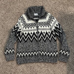 Old Navy Black and White Zip-Up Sweater